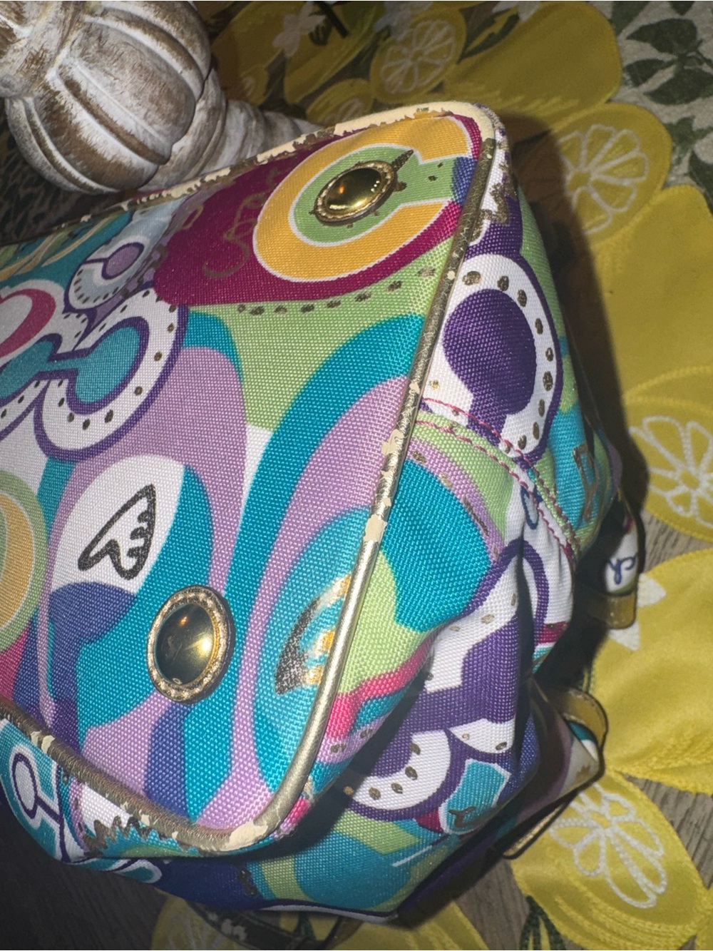 ATTENTION COLLECTORS Coach Poppy KISS LOCK Shoulder Bag Gold Toned Accents EUC - Picture 14 of 17